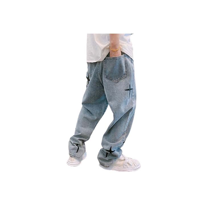 Men's Street Style Print Cargo Denim Jeans