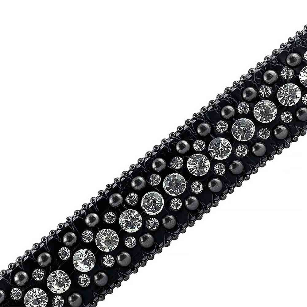 Black With Black Studs And White Stones Studded Rhinestones Belts