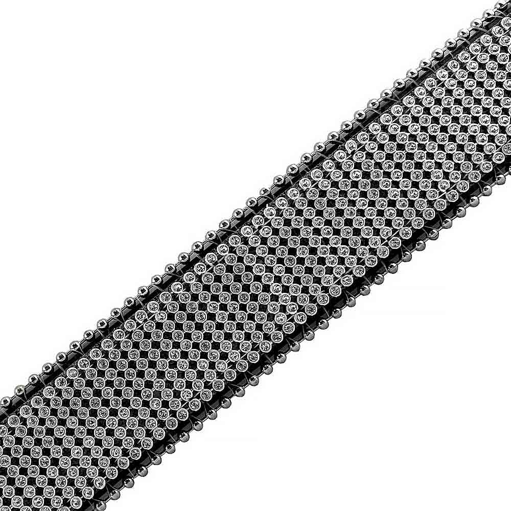 Black With Design White Stones Studded Rhinestones Belts