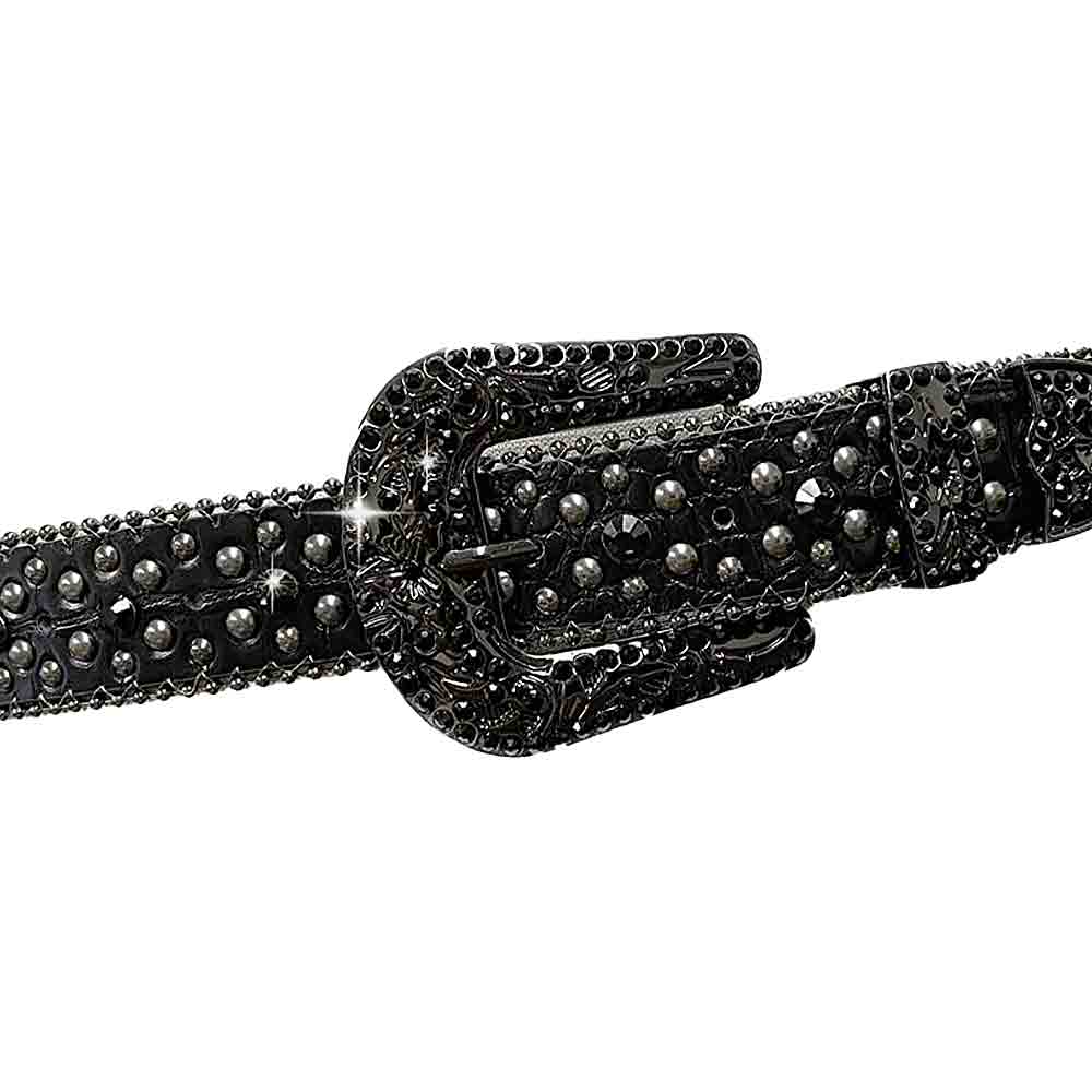 Black With Studs And Black Stones Studded Rhinestones Belts