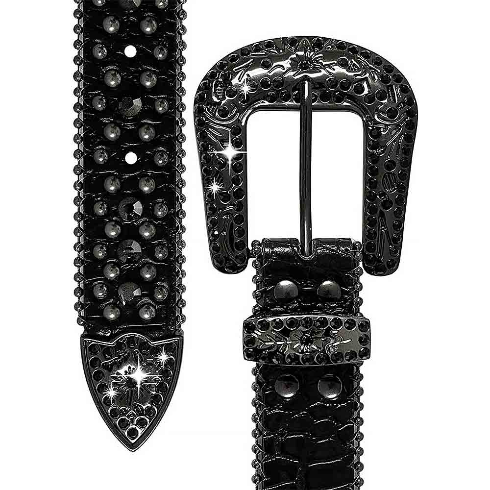 Black With Studs And Black Stones Studded Rhinestones Belts