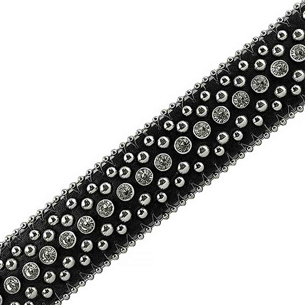 Black With Studs And White Stones Studded Rhinestones Belts