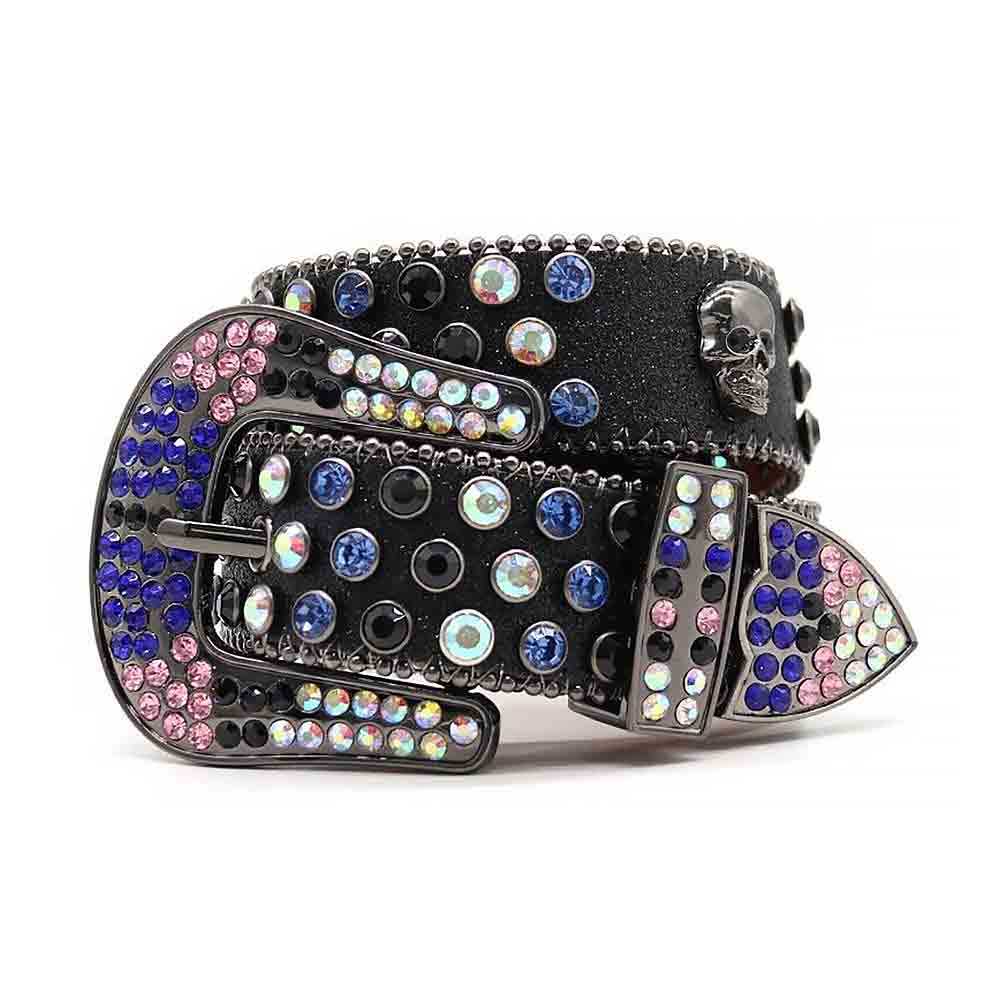 Black Strap With Multi Studded Rhinestone Belt