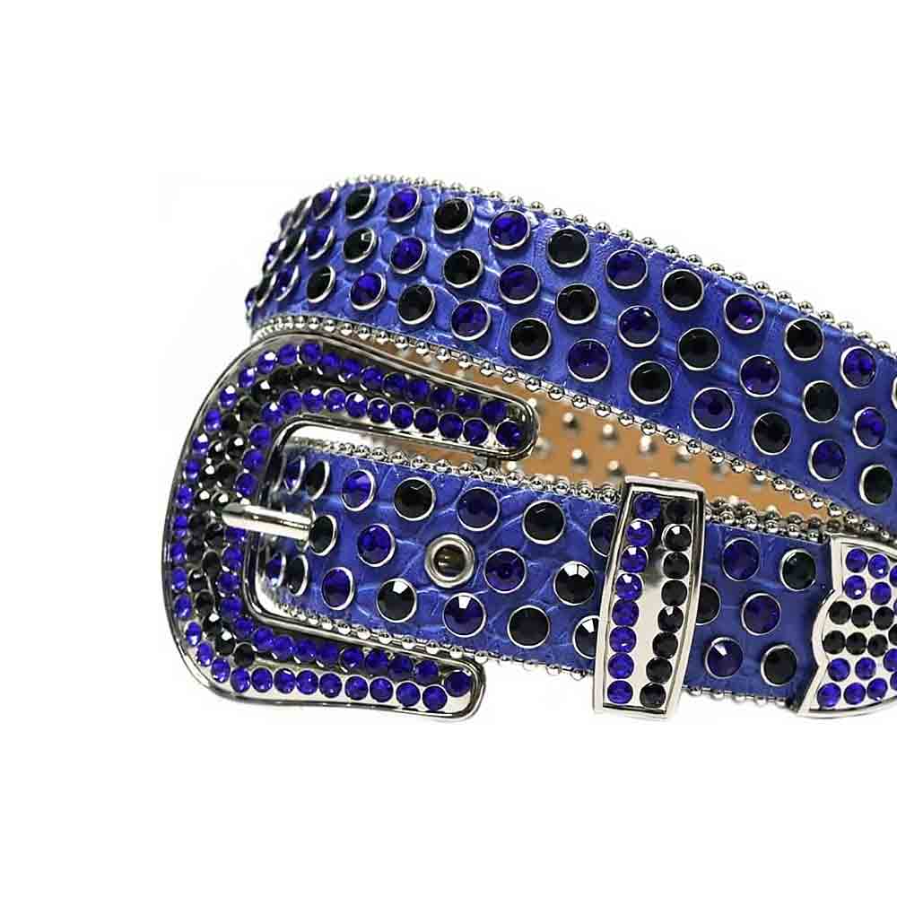 Blue Strap With Black & Blue Studded Rhinestone Belt