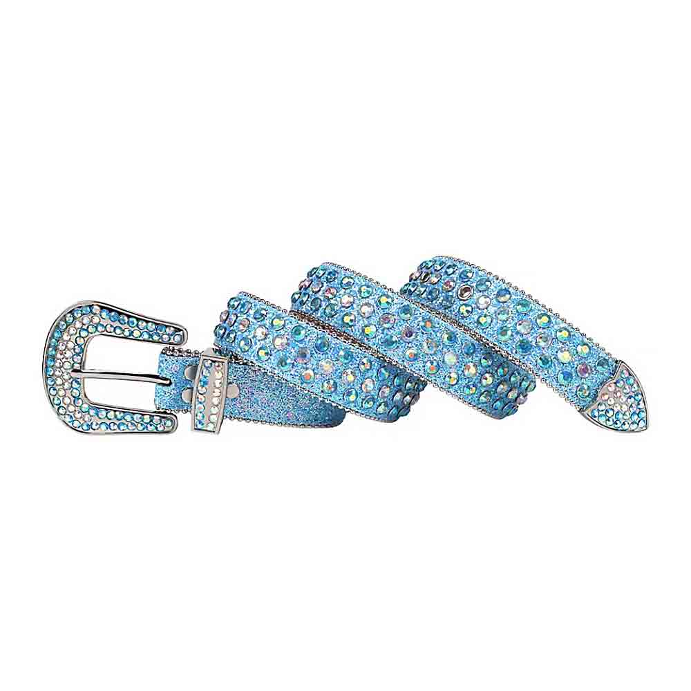 Blue Strap With Multi Color Studded Rhinestone Belt