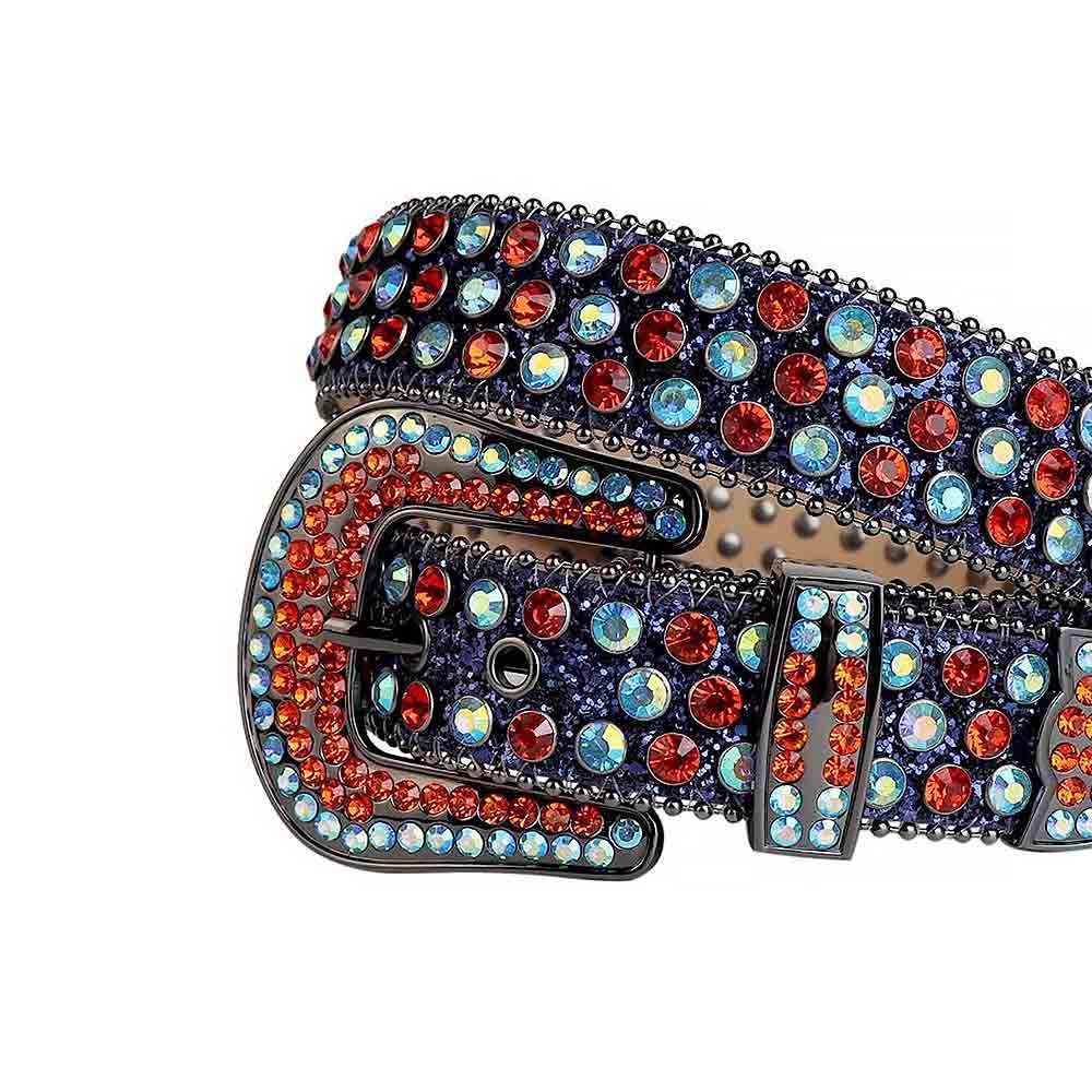 Blue Strap With Red & Blue Studded Rhinestone Belt