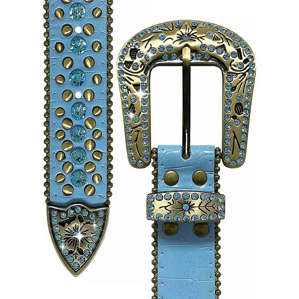 Blue With Studs And Blue Stones Studded Rhinestones Belts