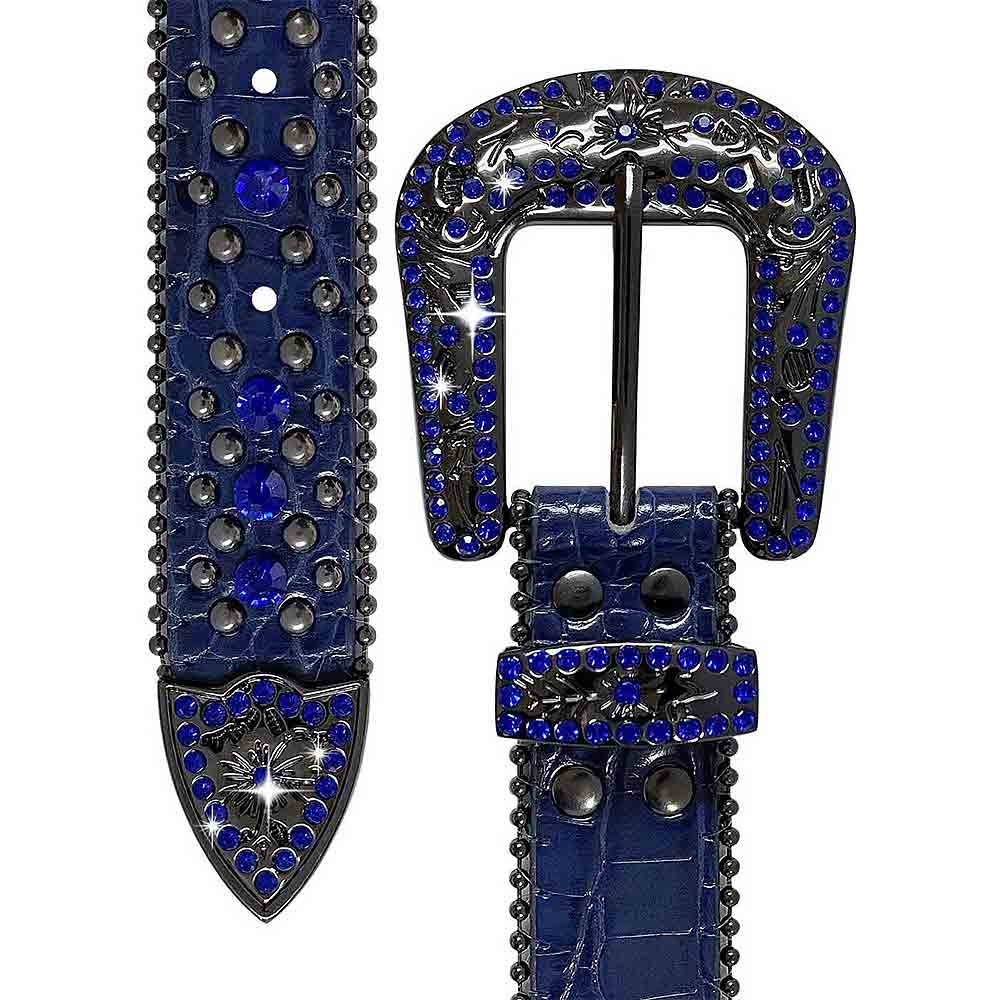 Blue With Studs And Blue Stones Studded Rhinestones Belts