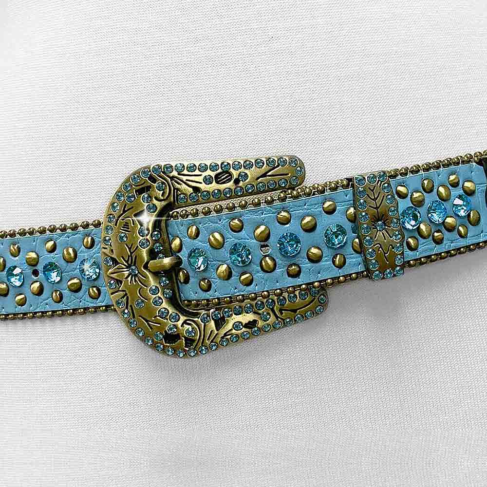 Blue With Studs And Blue Stones Studded Rhinestones Belts
