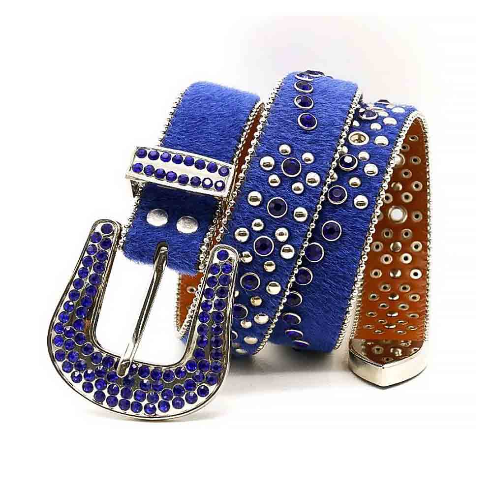 Blue Belt With Blue Shiny Studded Rhinestones