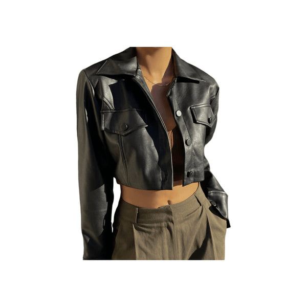 Women's Vintage Loose Faux Leather Jacket
