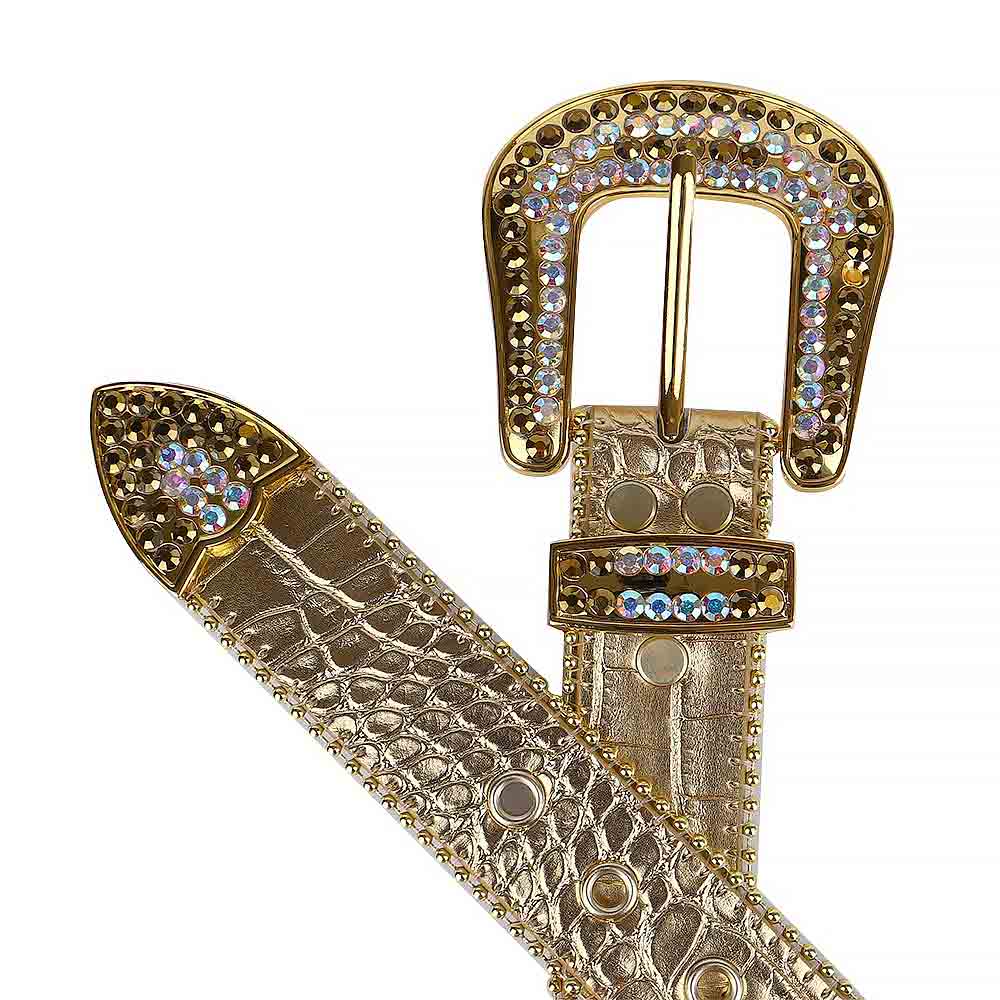 Gold Strap With Gold & Multi Studded Rhinestone Belt