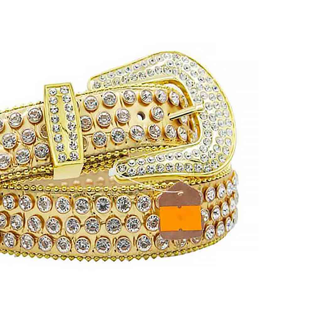 Gold Strap With White Studded Rhinestone Belt