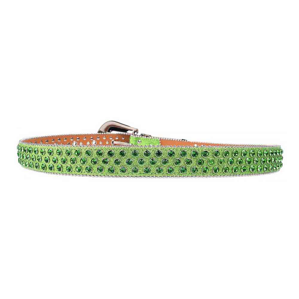 Green Strap With Green Studded Rhinestone Belt