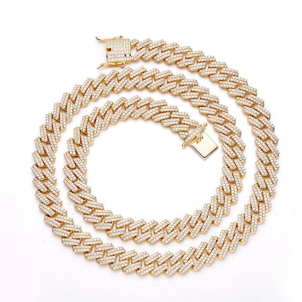 Majestic PALATIAL 925 Moissanite 12mm CZ Hip Hop Cuban Chain