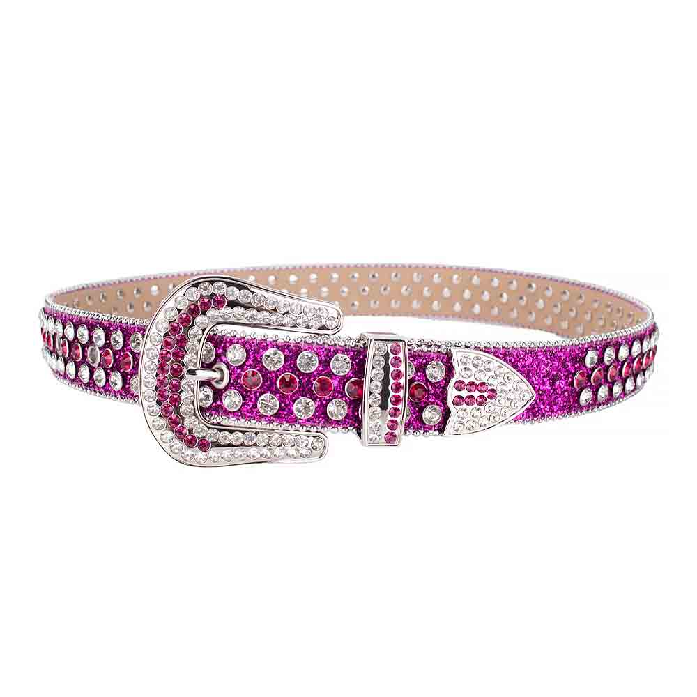 Hot Pink Strap With Pink & Diamond White Studded Rhinestone Belt
