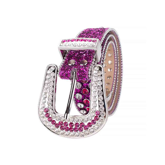 Hot Pink Strap With Pink & Diamond White Studded Rhinestone Belt