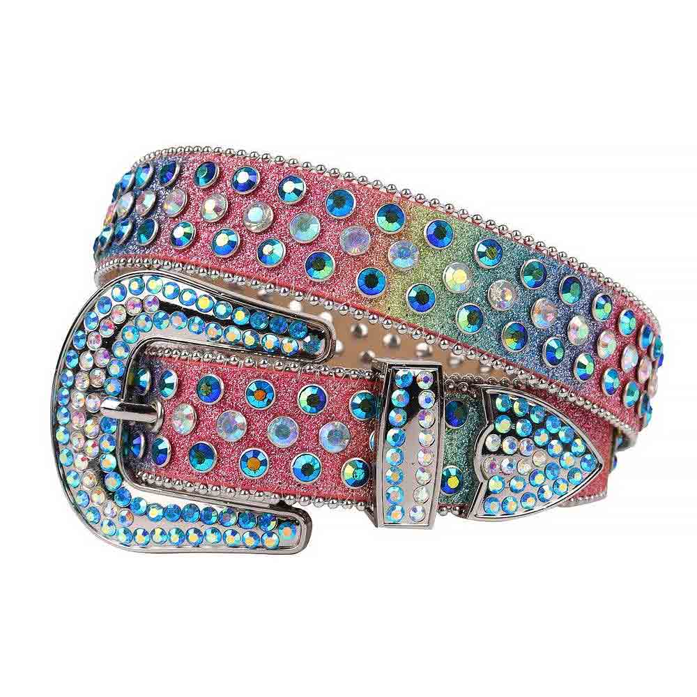 Multi Strap With Multi & Blue Studded Rhinestone Belt – Rhinestone Belt ...
