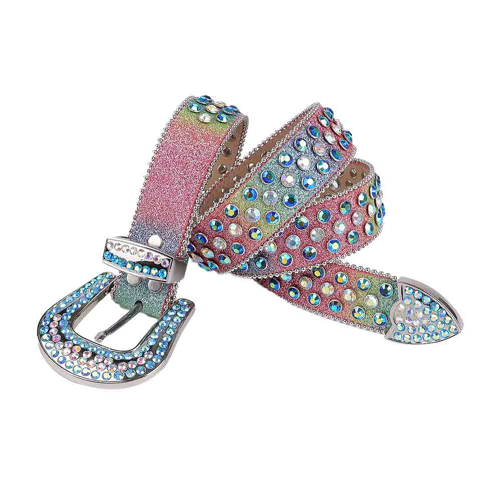 Multi Strap With Multi & Blue Studded Rhinestone Belt