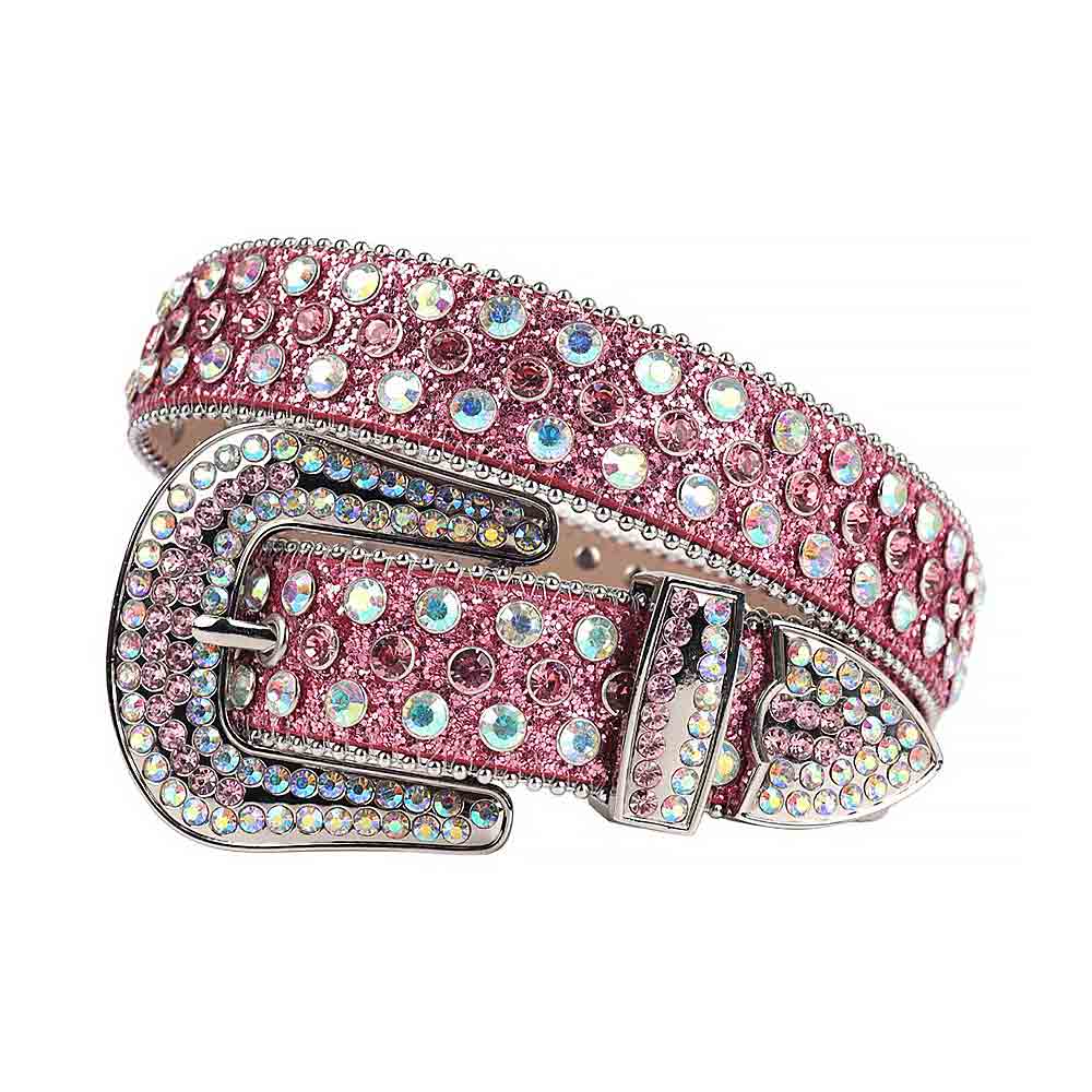 Pink Strap With Pink & Multi Color Studded Rhinestone Belt