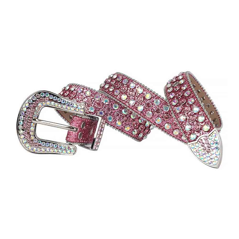 Pink Strap With Pink & Multi Color Studded Rhinestone Belt