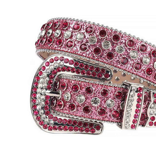 Pink Strap With Pink & White Studded Rhinestone Belt
