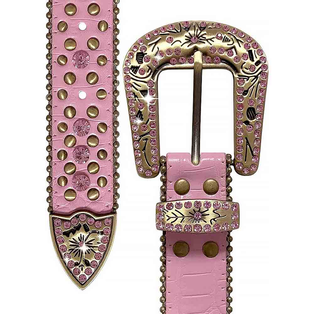 Pink With Studs And Pink Stones Studded Rhinestones Belts