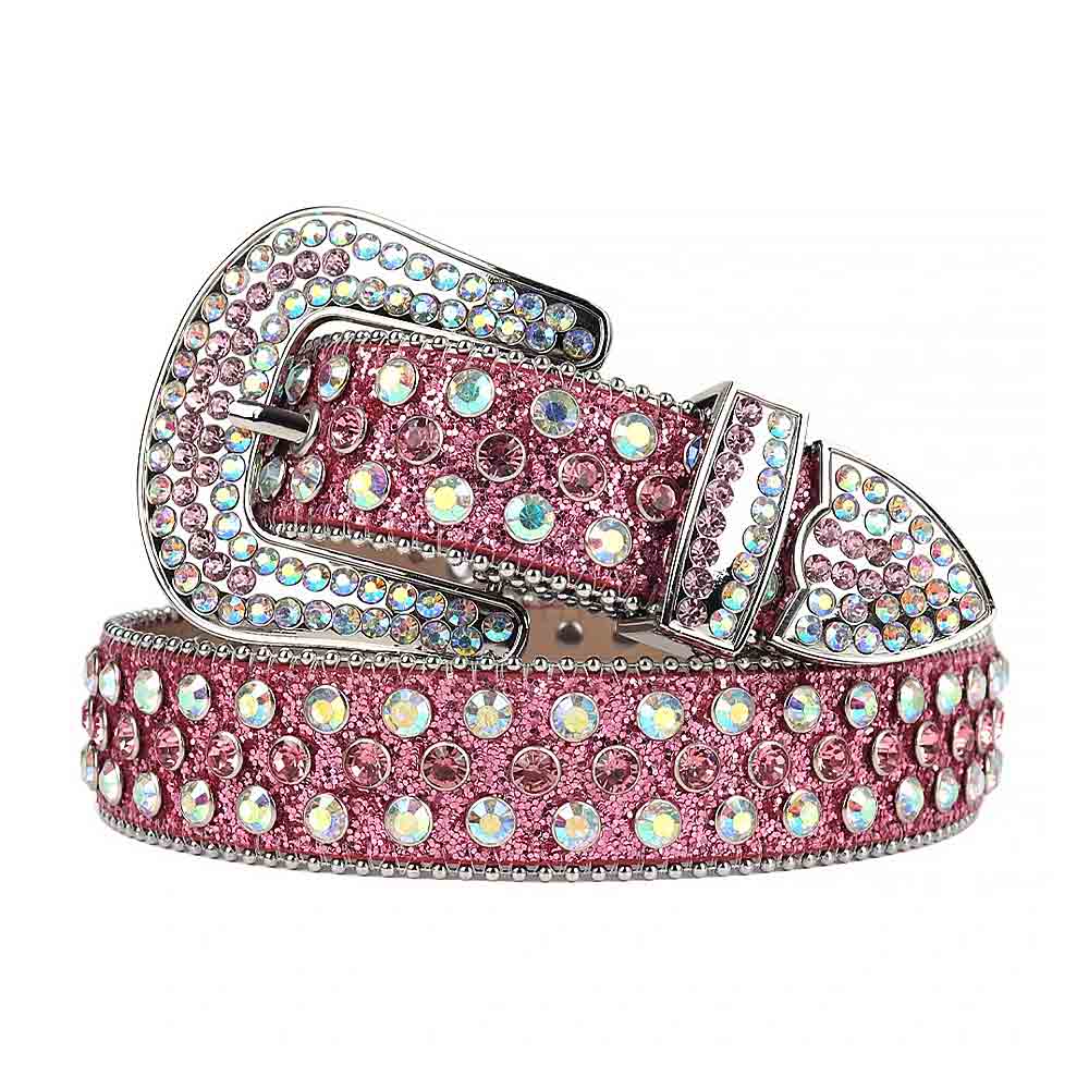 Pink Strap With Pink & Multi Color Studded Rhinestone Belt