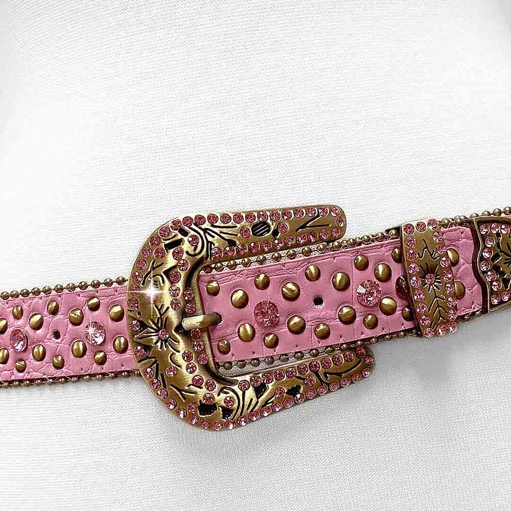 Pink With Studs And Pink Stones Studded Rhinestones Belts