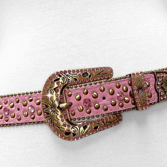Pink With Studs And Pink Stones Studded Rhinestones Belts
