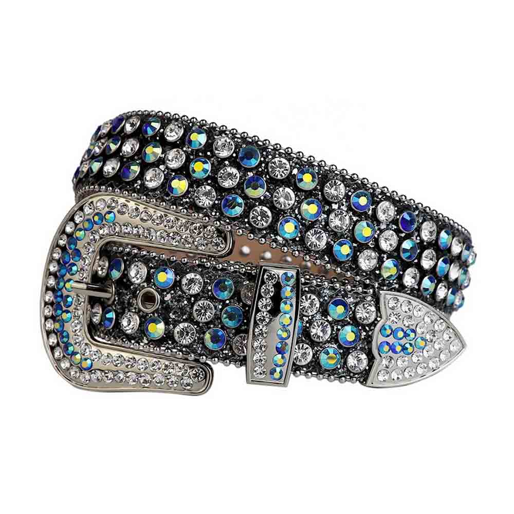 Black Strap With Blue & Diamond Crystals Studded Rhinestone Belt