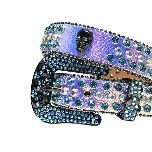 Purple & Rose Gold Strap With Multi Color Studded Rhinestone Belt