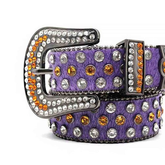 Purple Strap With Gold & Silver Shiny Stones Belt