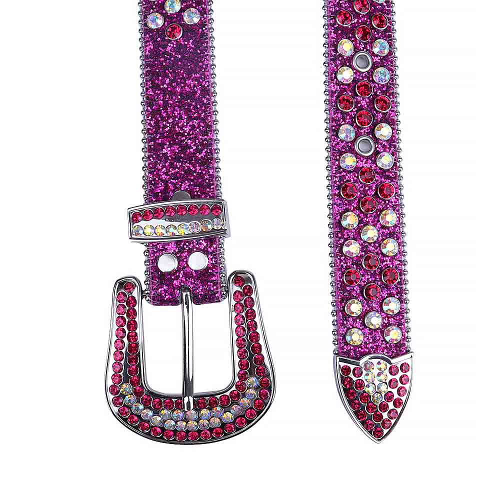 Purple Strap With Multi & Red Studded Rhinestone Belt