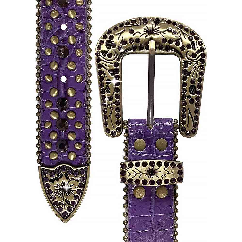 Purple With Studs And Dark Purple Stones Studded Rhinestones Belts