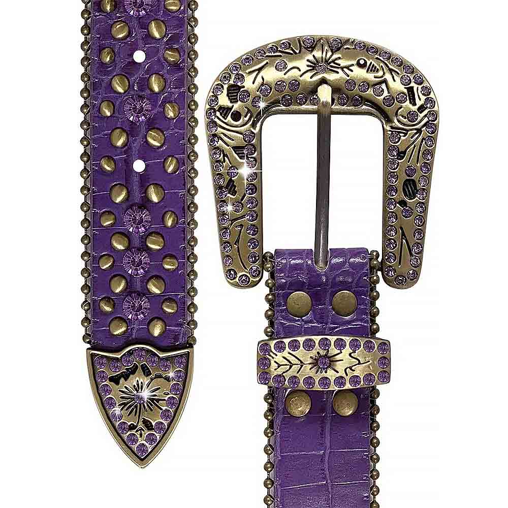 Purple With Studs And Purple Stones Studded Rhinestones Belts