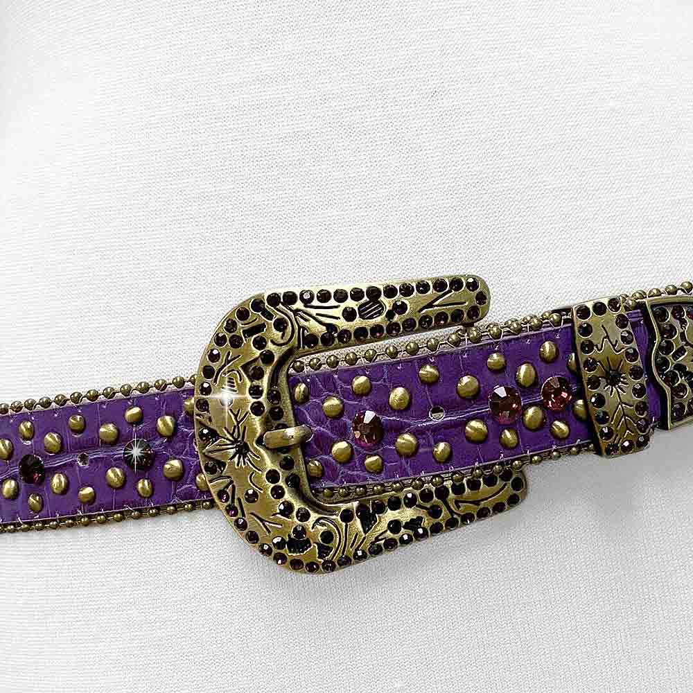Purple With Studs And Dark Purple Stones Studded Rhinestones Belts