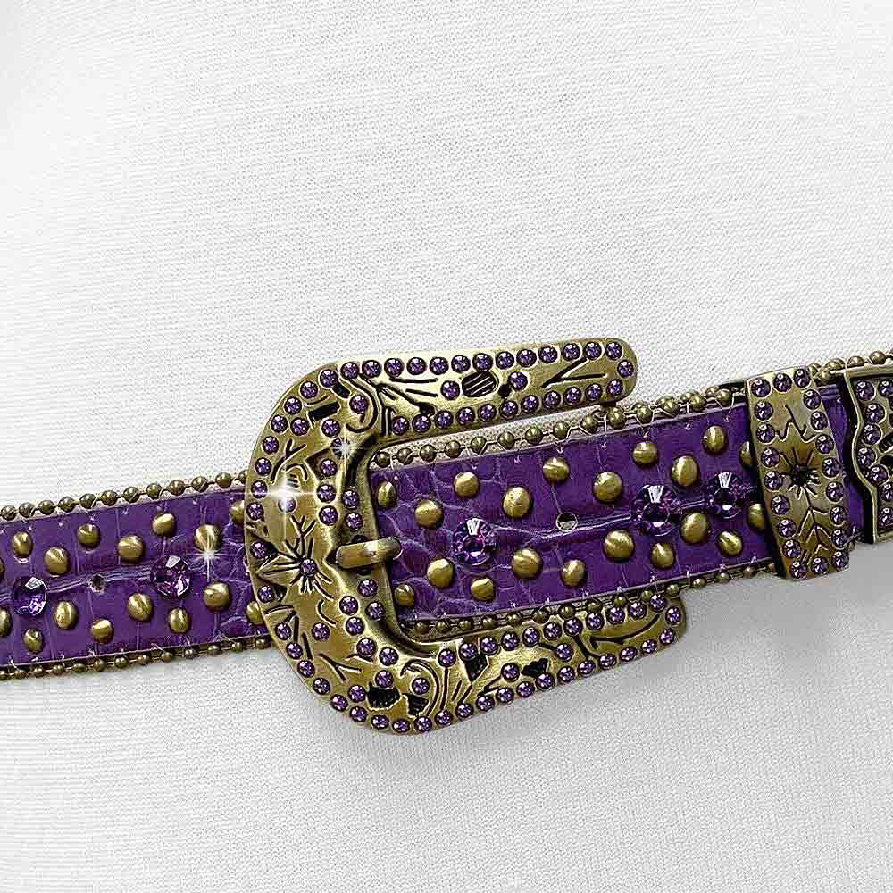 Purple With Studs And Purple Stones Studded Rhinestones Belts