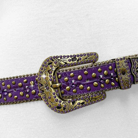 Purple With Studs And Purple Stones Studded Rhinestones Belts