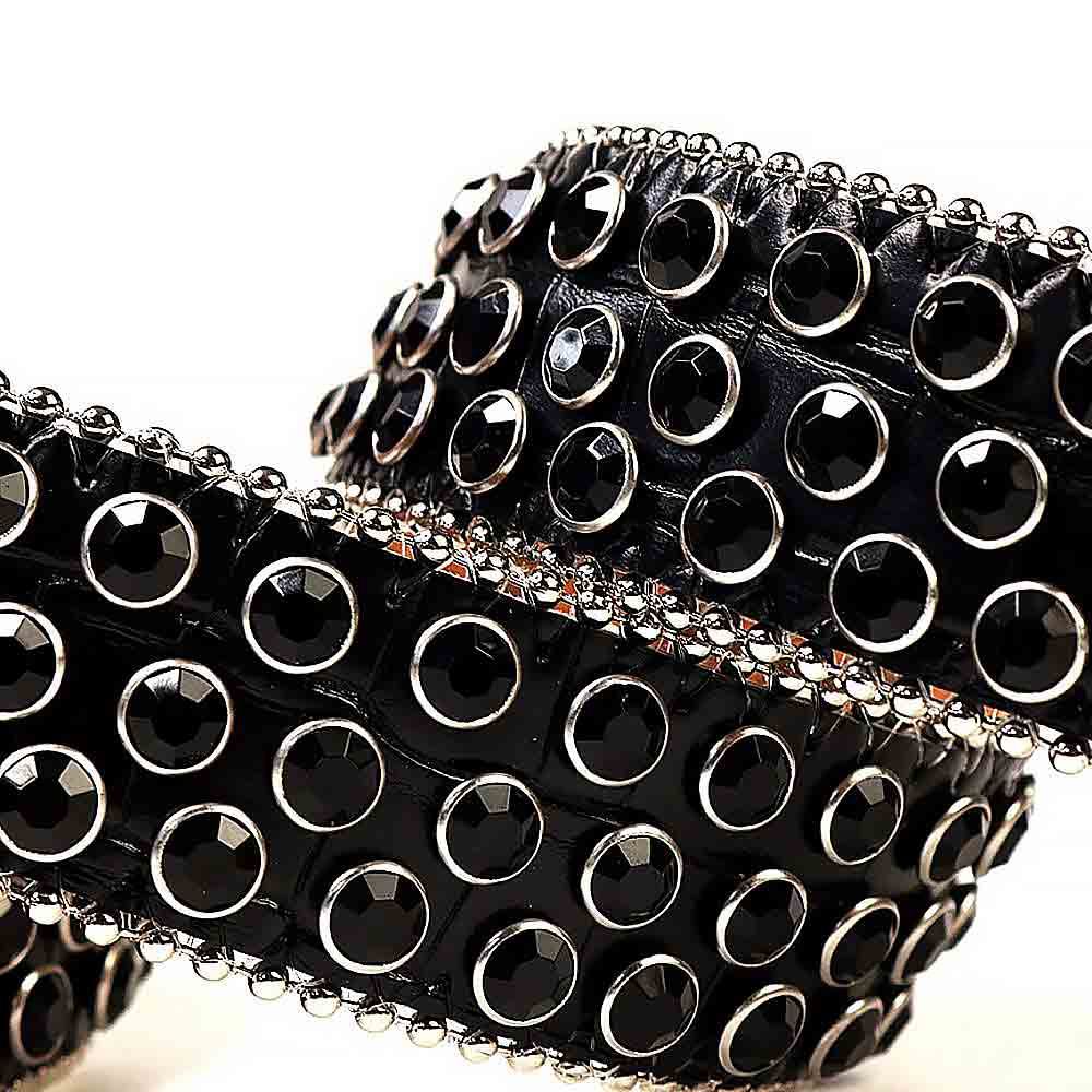 Real Black Rhinestone Belt