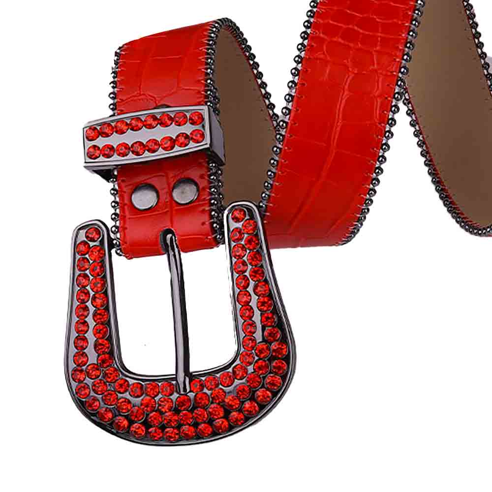 Red Strap With Red Studded Rhinestone Belt