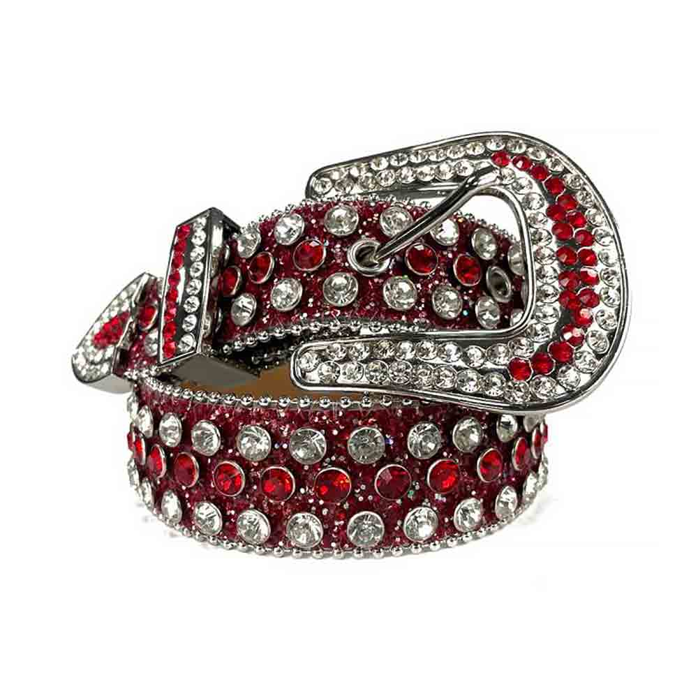 Red Strap With Red & Sparkling Diamond White Studded Rhinestone Belt