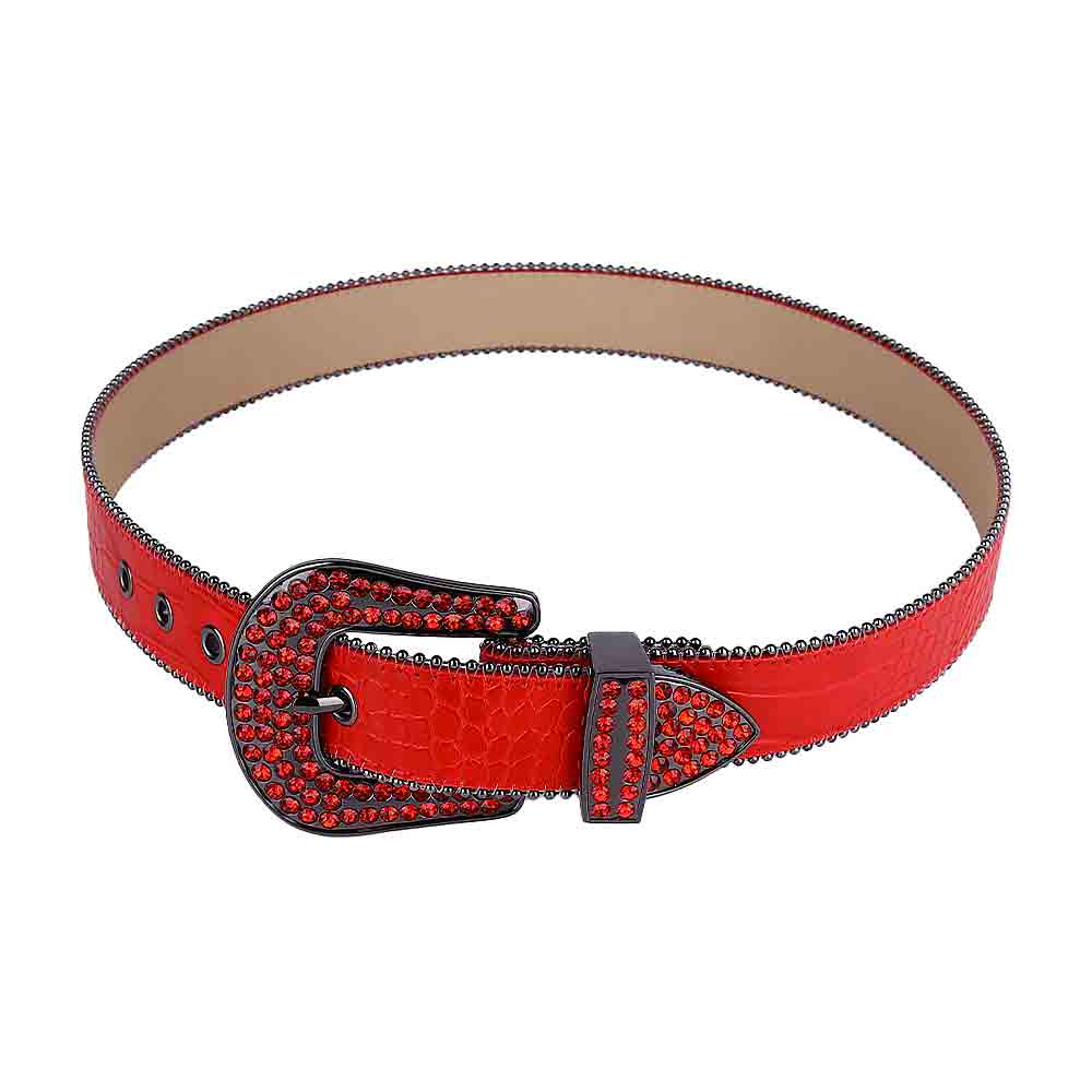 Red Strap With Red Studded Rhinestone Belt