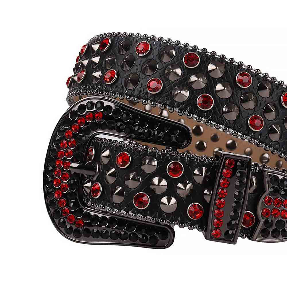 Rhinestone Black belt and Red Crystal Diamonds with Black Buckle Studded with Red & Black Crystal Diamonds Rhinestones