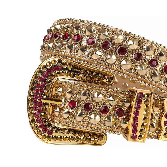 Rhinestone Gold belt and Purple Crystal Diamonds with Gold Buckle Studded with Purple & Gold Crystal Diamonds Rhinestones