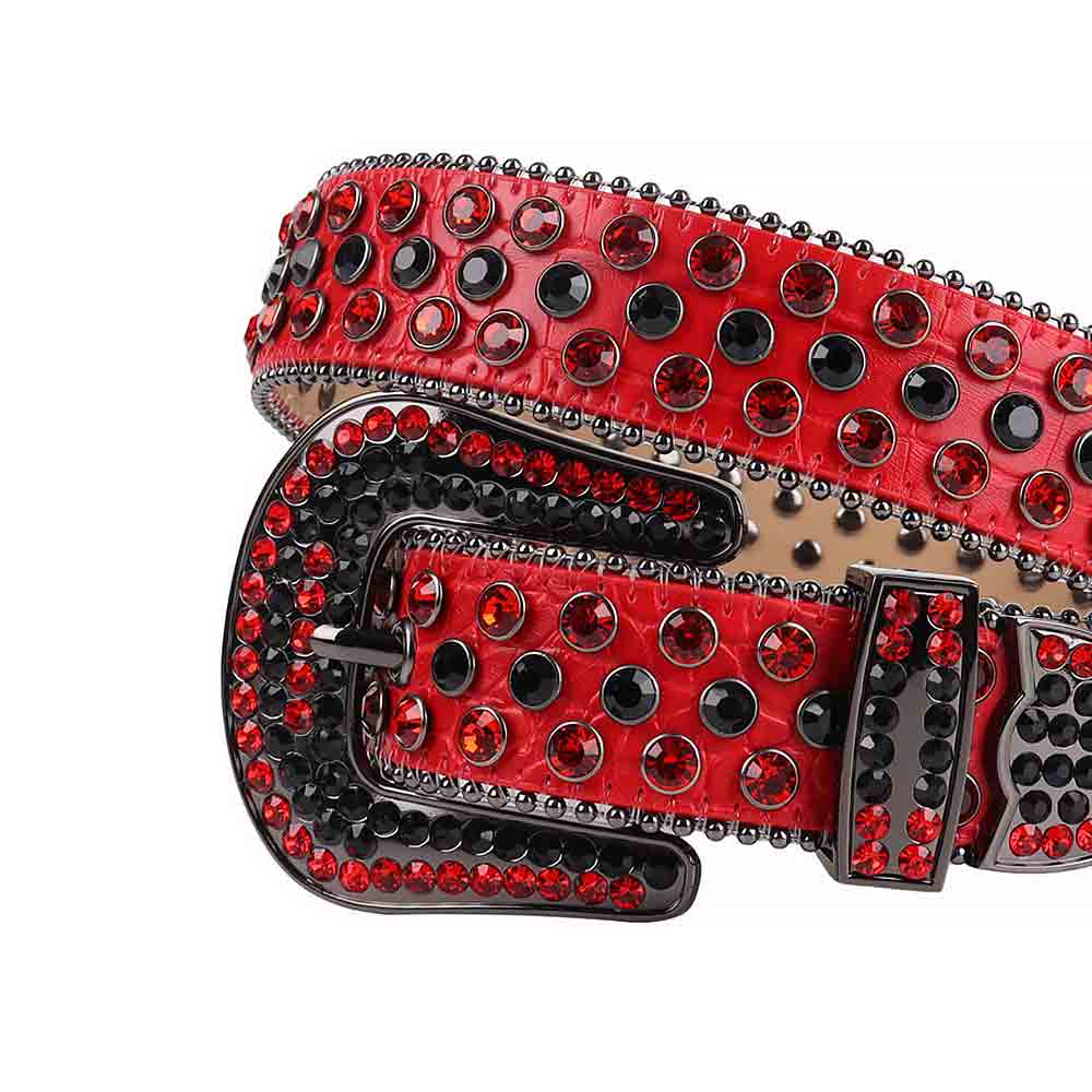 Rhinestone Red belt and Black & Red Crystal Diamonds with Black Buckle Studded with Black & Red Crystal Diamonds Rhinestones