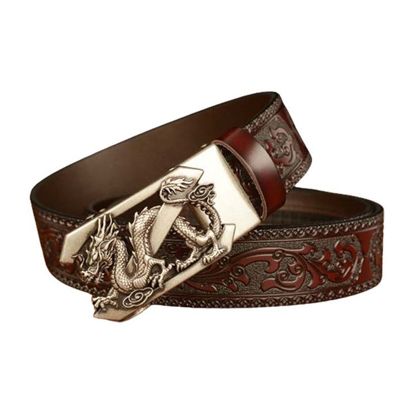 Golden Dragon Metal Buckle Real Leather 