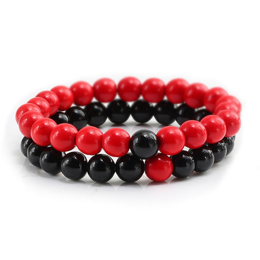 Trendy Elastic Rope Beaded Couple Distance Bracelet