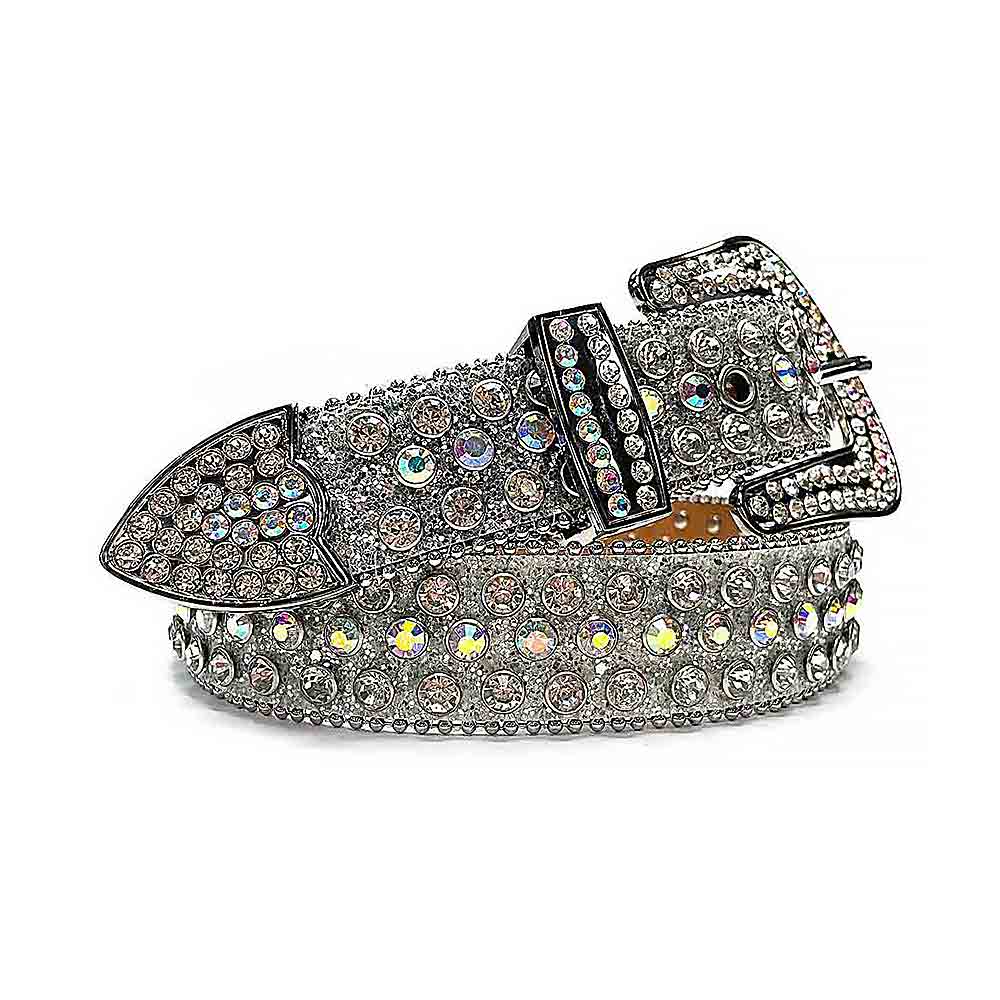 Silver Strap With Multi Color & Diamond Crystals Studded Rhinestone Belt