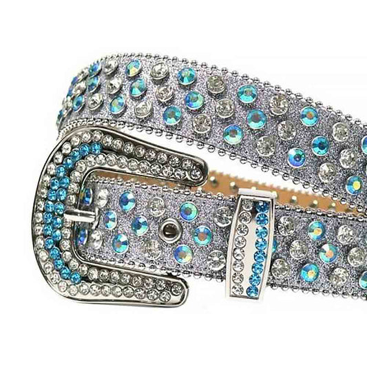 Silver Strap With Multi Colour Studded Rhinestone Belt